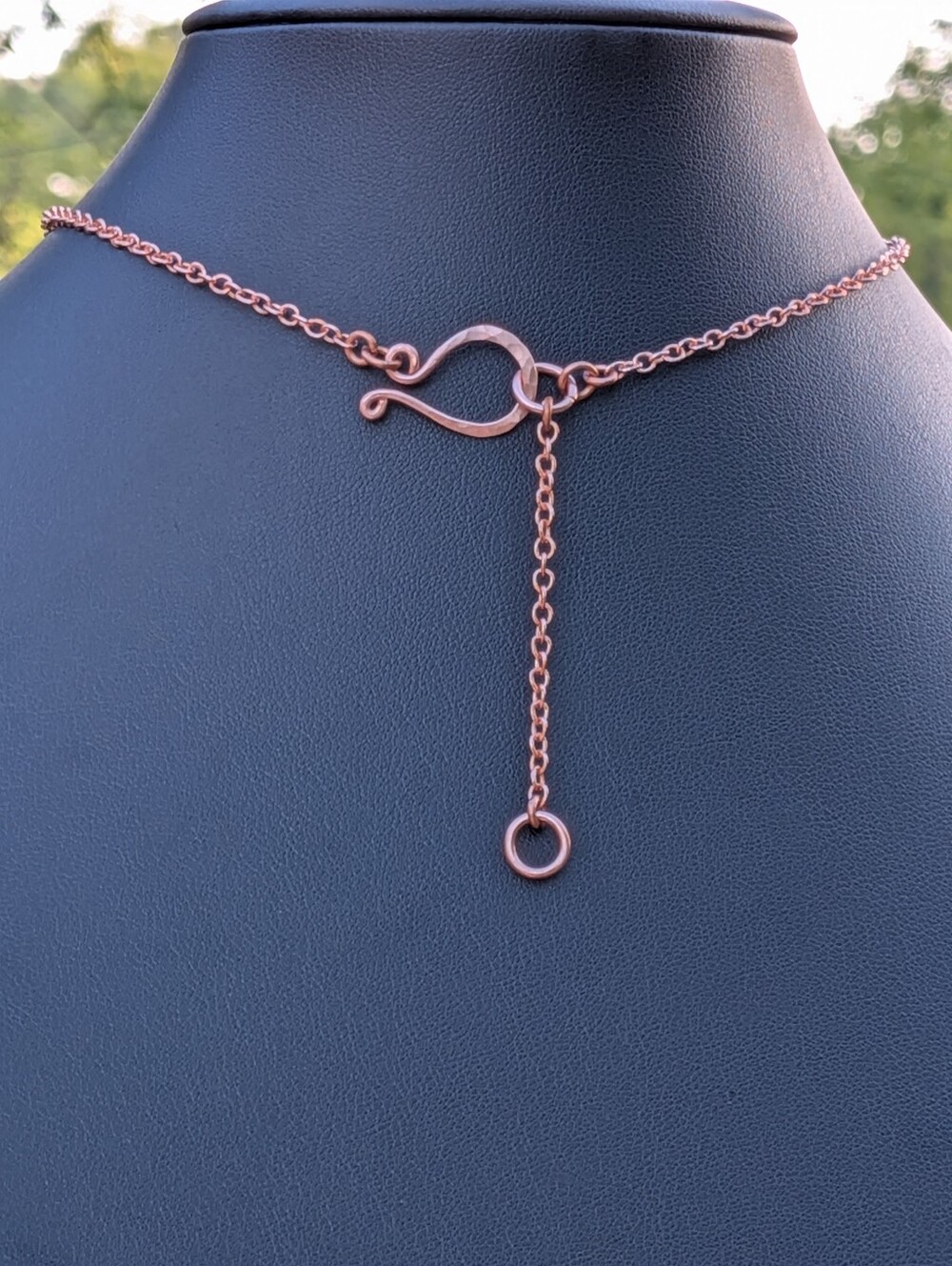 Adjustable Copper Flower Necklace Rare Cognac Quartz Gemstone Drops - Picture 8 of 16